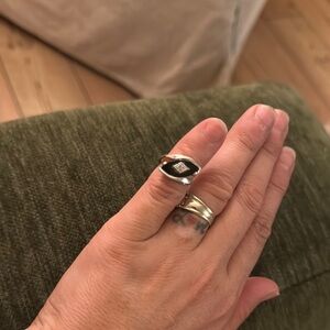 Black onyx 10k white gold art deco vintage Ring with Diamond Accent